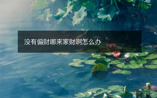 没有偏财哪来家财啊怎么办