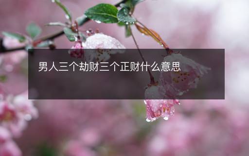 男人三个劫财三个正财什么意思