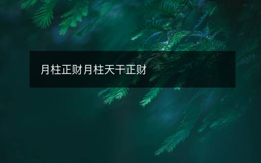月柱正财月柱天干正财