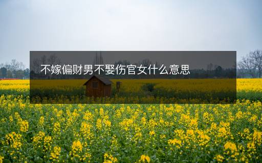不嫁偏财男不娶伤官女什么意思