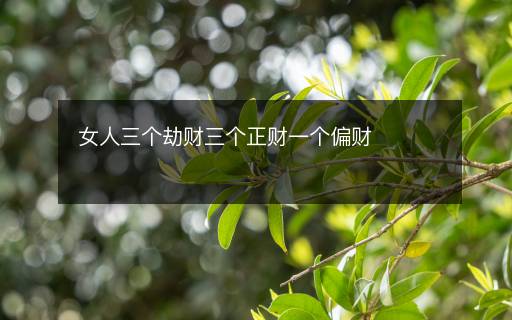 女人三个劫财三个正财一个偏财