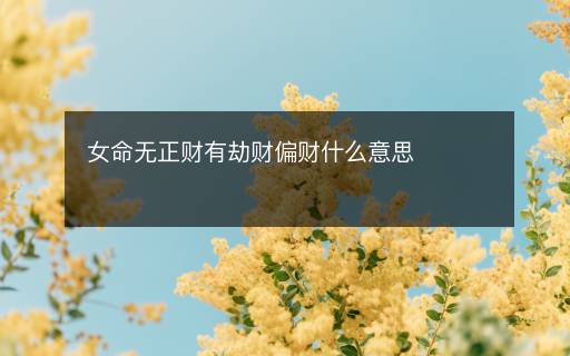 女命无正财有劫财偏财什么意思
