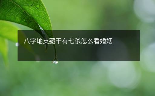 八字地支藏干有七杀怎么看婚姻