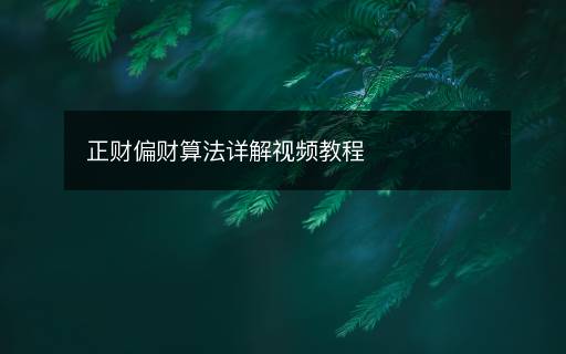 正财偏财算法详解视频教程
