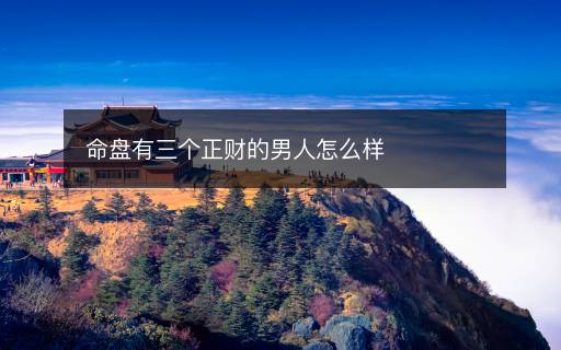 命盘有三个正财的男人怎么样