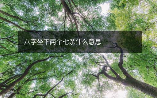 八字坐下两个七杀什么意思