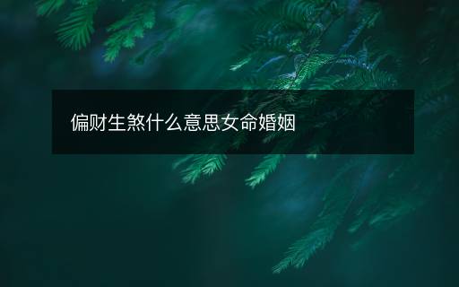 偏财生煞什么意思女命婚姻