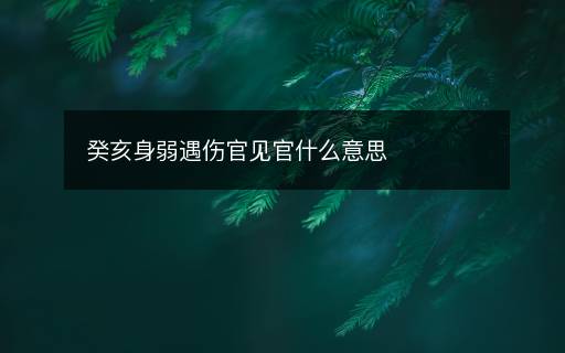 癸亥身弱遇伤官见官什么意思 癸亥身弱遇伤官见官什么意思