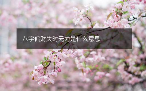 八字偏财失时无力是什么意思