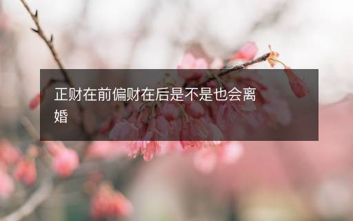 正财在前偏财在后是不是也会离婚