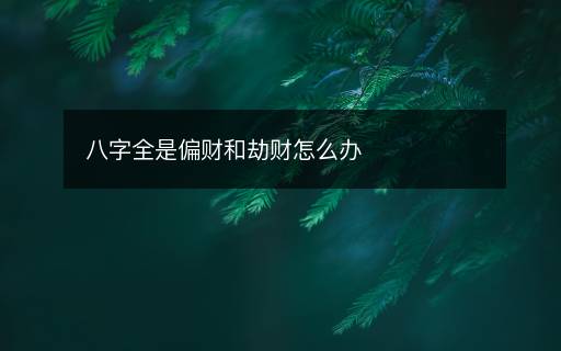 八字全是偏财和劫财怎么办