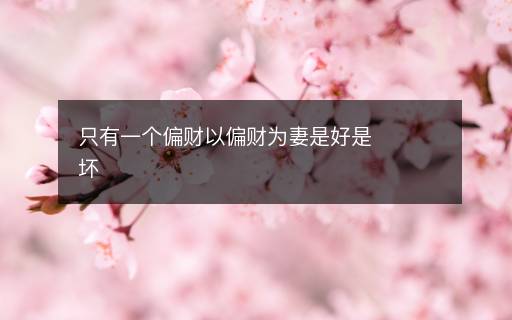 只有一个偏财以偏财为妻是好是坏