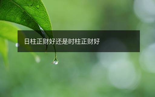 日柱正财好还是时柱正财好 日柱正财好还是时柱正财好