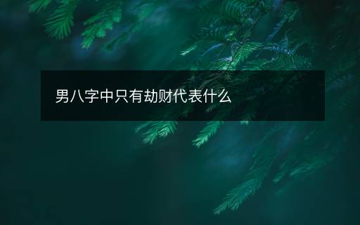 男八字中只有劫财代表什么