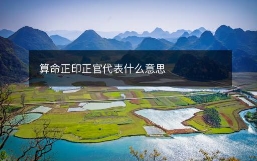 算命正印正官代表什么意思