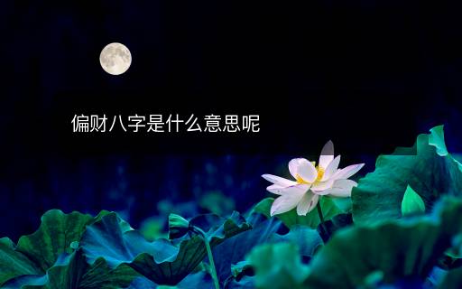 偏财八字是什么意思呢