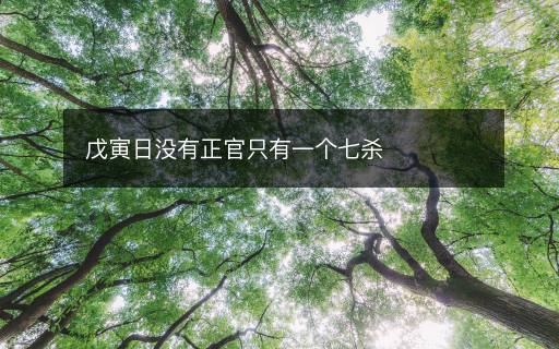 戊寅日没有正官只有一个七杀