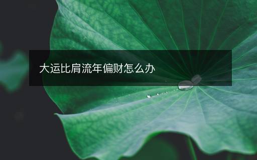 大运比肩流年偏财怎么办
