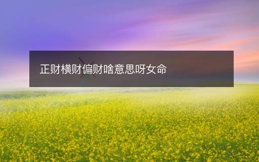 正财横财偏财啥意思呀女命 正财横财偏财啥意思呀女命