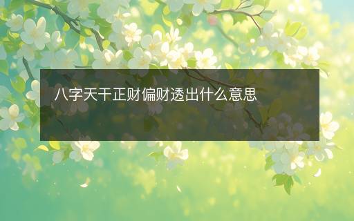 八字天干正财偏财透出什么意思