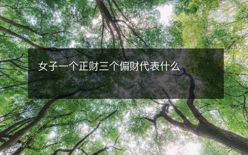 女子一个正财三个偏财代表什么