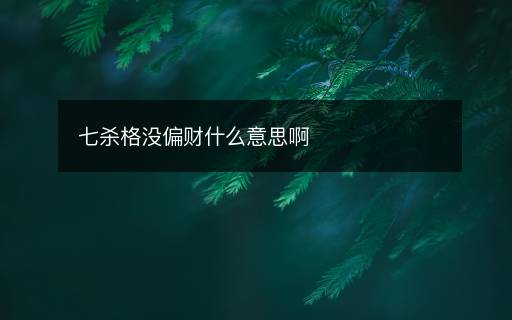 七杀格没偏财什么意思啊