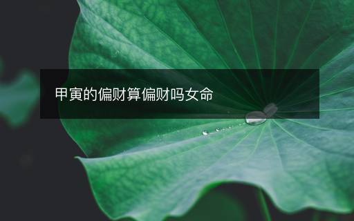 甲寅的偏财算偏财吗女命