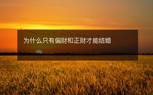 为什么只有偏财和正财才能结婚
