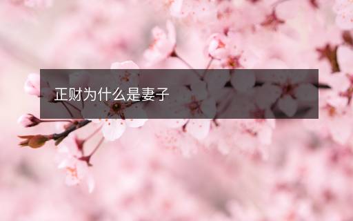 正财为什么是妻子