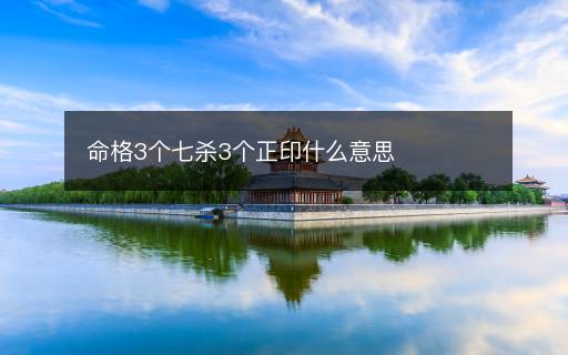 命格3个七杀3个正印什么意思
