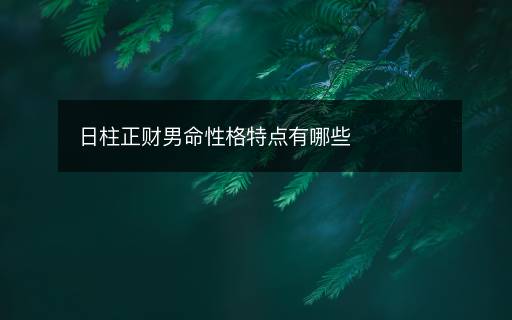 日柱正财男命性格特点有哪些