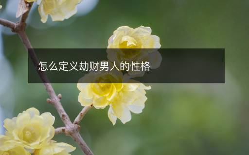 怎么定义劫财男人的性格