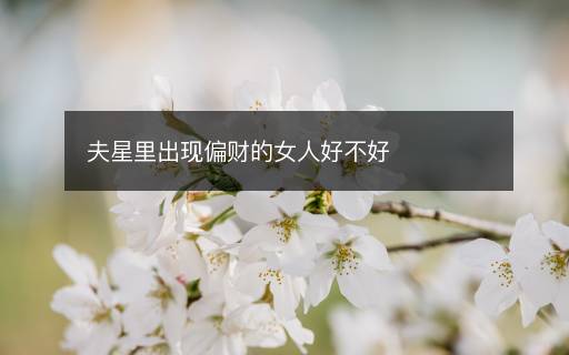 夫星里出现偏财的女人好不好