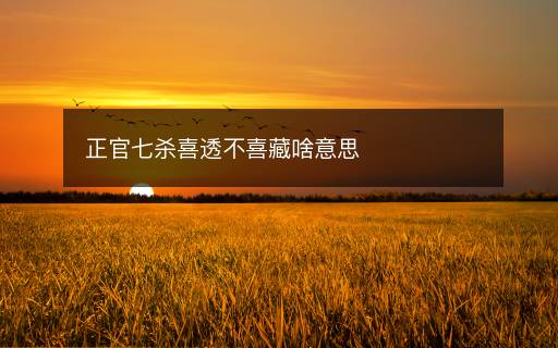 正官七杀喜透不喜藏啥意思