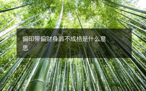 偏印带偏财身弱不成格是什么意思 偏印带偏财身弱不成格是什么意思