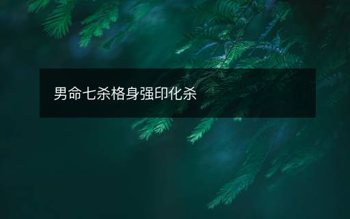 男命七杀格身强印化杀