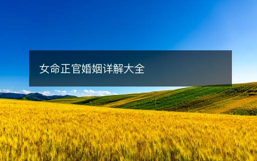 女命正官婚姻详解大全
