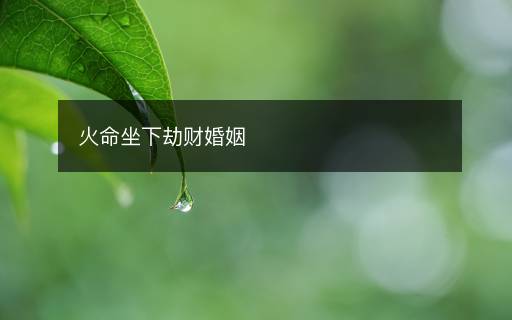 火命坐下劫财婚姻