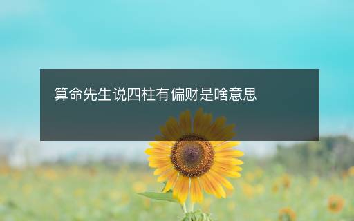 算命先生说四柱有偏财是啥意思